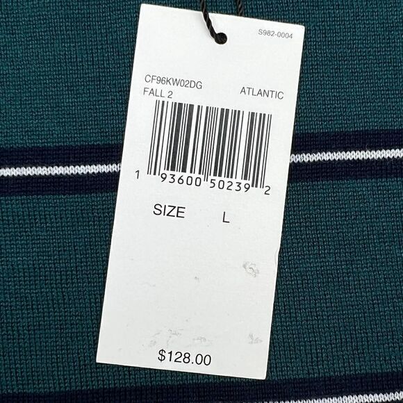 New Michael Kors Men US L Green Sweatshirt Striped Crew Neck Pullover  $128 - Picture 6 of 8